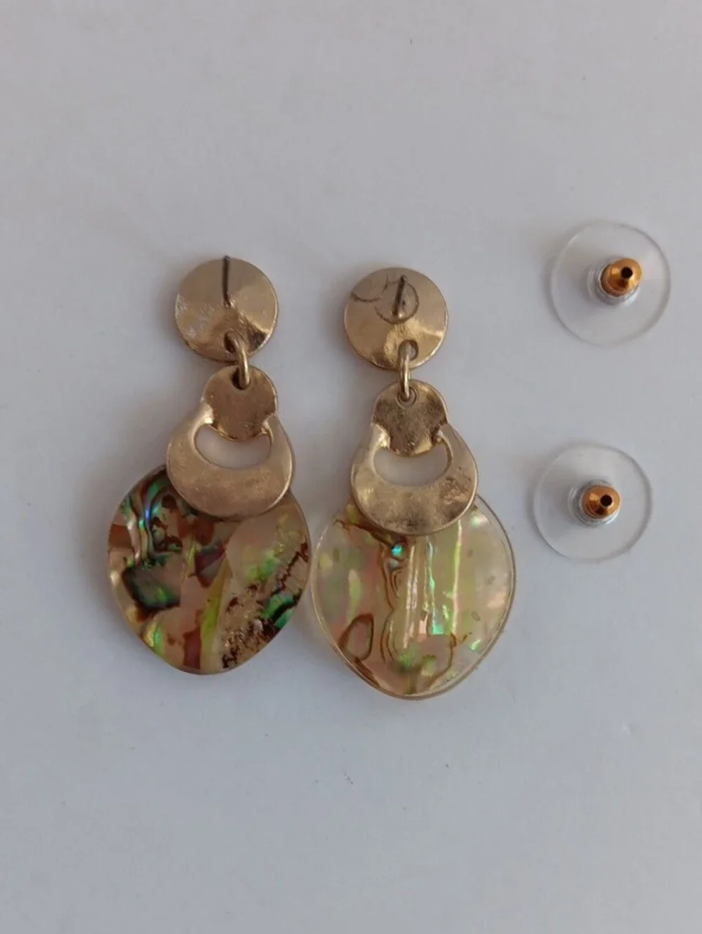 lonna & lilly Boho Gold Tone Iridescent Abalone Shell Disc Drop Earrings NWT